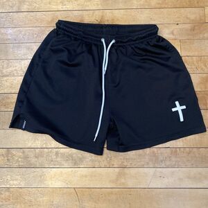 Sleefs Shorts Men’s Size Medium Black Mesh Drawstring Cross
